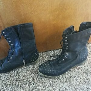 Faux leather combat boots